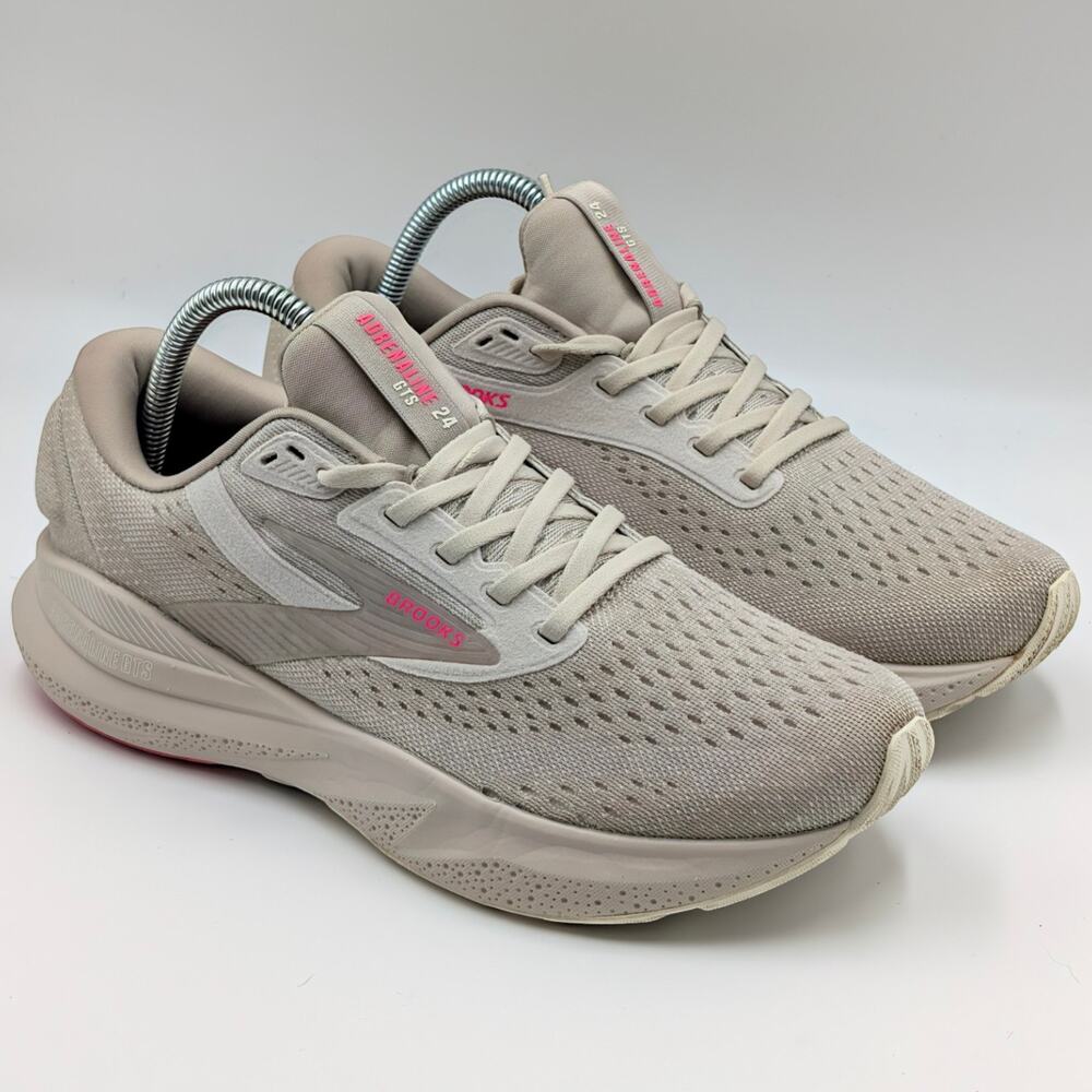 Brooks Adrenaline GTS 24 Chateau Grey Coconut Pink Womens 9 B (UK 7) Shoes